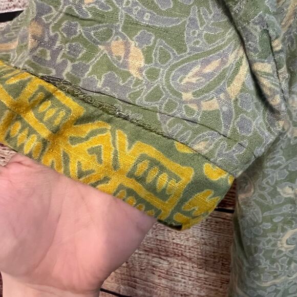 Kurta Midi Tunic Dress XXL 2XL Floral Garden Tear Drop Aztec Tribal Green Yellow - Picture 5 of 5